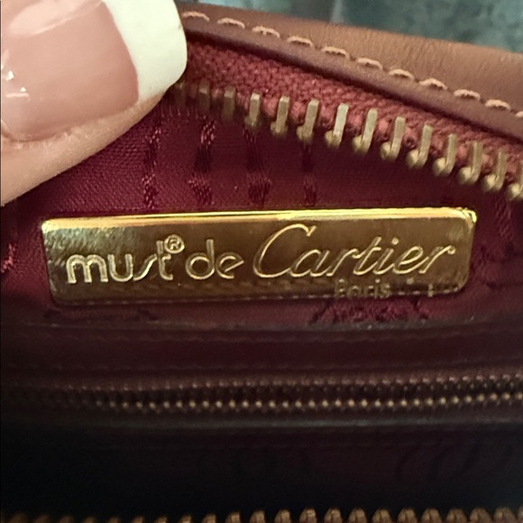 Cartier Vintage Burgundy Leather crossbody bag with Gold Details W/ COA - Picture 4 of 12